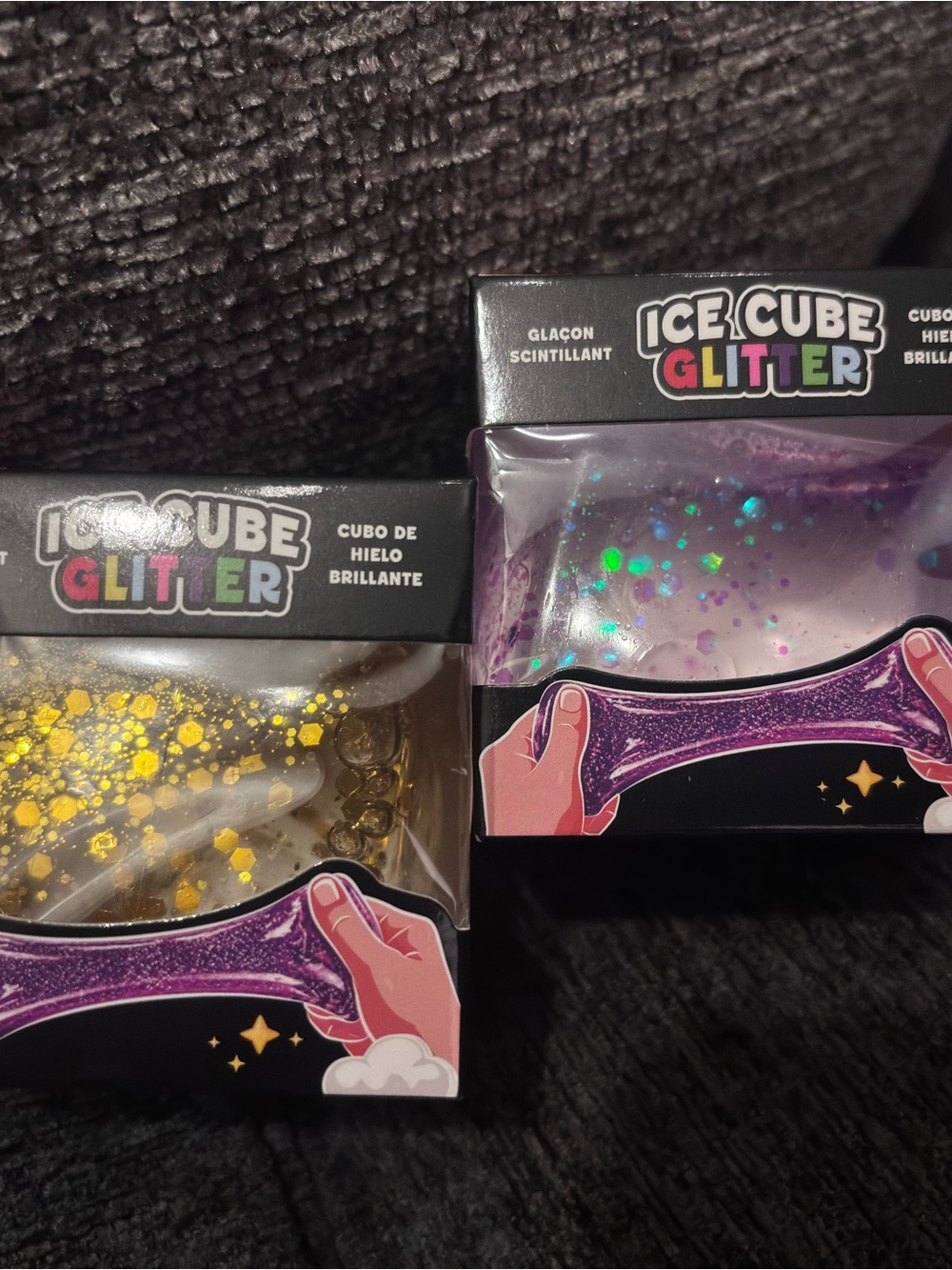 Purple and Gold Glitter Squishy Ice Cube Glitter
